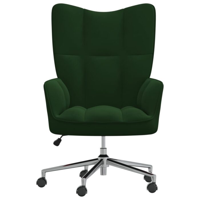Chaise de relaxation Vert foncé Velours – Image 2