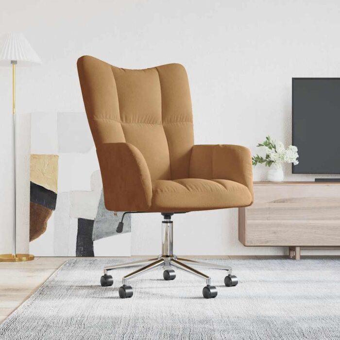 Chaise de relaxation Marron Velours – Image 1