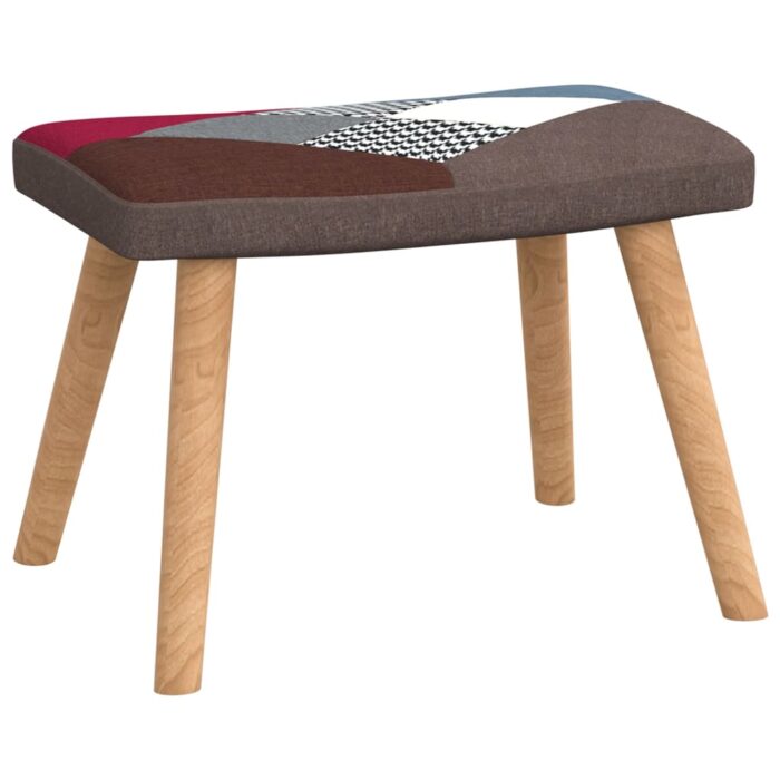 Chaise à bascule avec tabouret Patchwork Tissu – Image 5