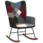Chaise à bascule avec tabouret Patchwork Tissu – Image 4