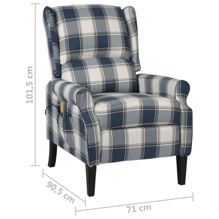 Fauteuil inclinable de massage Bleu Tissu – Image 6