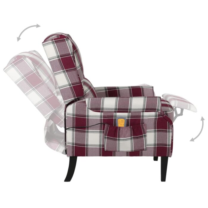 Fauteuil de massage inclinable Rouge Tissu – Image 3