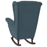 Fauteuil à bascule et pieds en bois massif d'hévéa Bleu Velours – Image 4