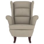 Fauteuil à bascule et pieds en bois d'hévéa Gris clair Velours – Image 2