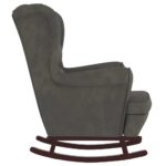 Fauteuil à bascule et pieds en bois d'hévéa Gris foncé Velours – Image 3