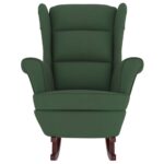 Fauteuil à bascule et pieds en bois d'hévéa Vert foncé Velours – Image 2