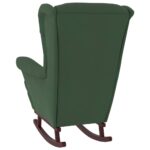 Fauteuil à bascule et pieds en bois d'hévéa Vert foncé Velours – Image 4