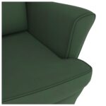 Fauteuil à bascule et pieds en bois d'hévéa Vert foncé Velours – Image 5