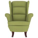 Fauteuil à bascule et pieds en bois d'hévéa Vert clair Velours – Image 2