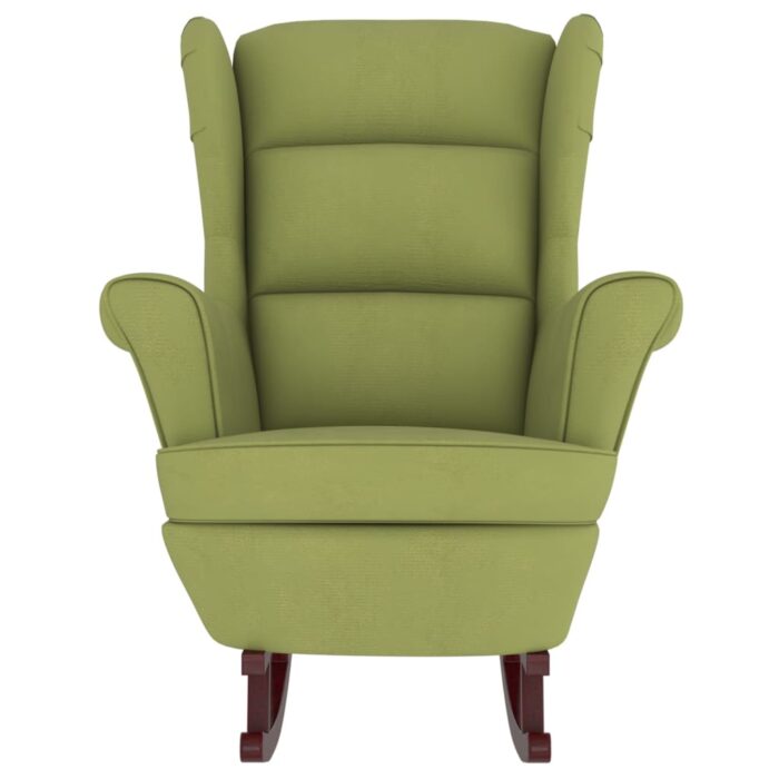 Fauteuil à bascule et pieds en bois d'hévéa Vert clair Velours – Image 2