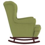 Fauteuil à bascule et pieds en bois d'hévéa Vert clair Velours – Image 3