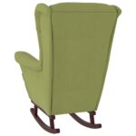 Fauteuil à bascule et pieds en bois d'hévéa Vert clair Velours – Image 4