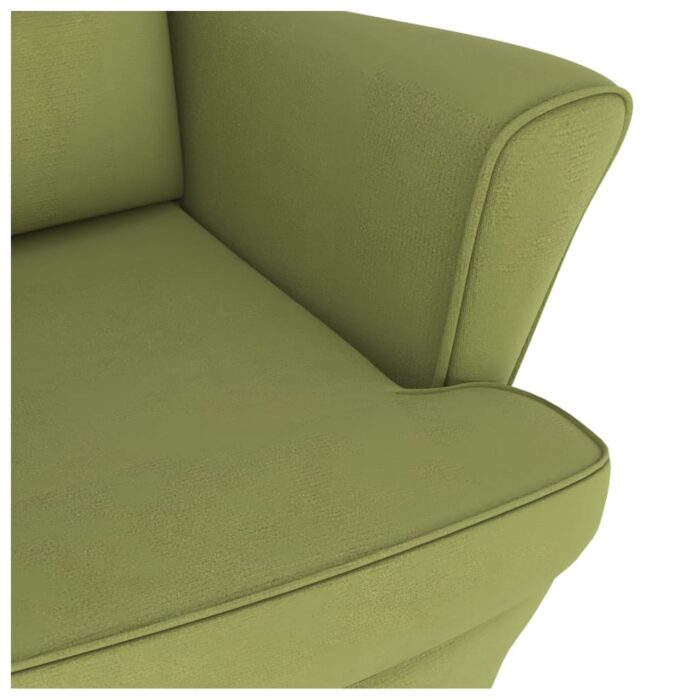 Fauteuil à bascule et pieds en bois d'hévéa Vert clair Velours – Image 5