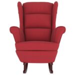Fauteuil à bascule pieds en bois d'hévéa Rouge bordeaux Velours – Image 2