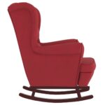 Fauteuil à bascule pieds en bois d'hévéa Rouge bordeaux Velours – Image 3