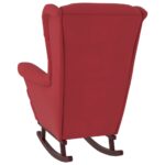 Fauteuil à bascule pieds en bois d'hévéa Rouge bordeaux Velours – Image 4