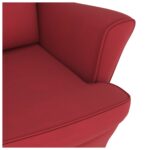 Fauteuil à bascule pieds en bois d'hévéa Rouge bordeaux Velours – Image 5
