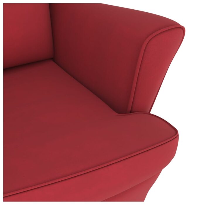 Fauteuil à bascule pieds en bois d'hévéa Rouge bordeaux Velours – Image 5