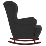 Fauteuil à bascule et pieds en bois massif d'hévéa Noir Velours – Image 3