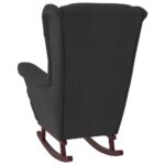 Fauteuil à bascule et pieds en bois massif d'hévéa Noir Velours – Image 4