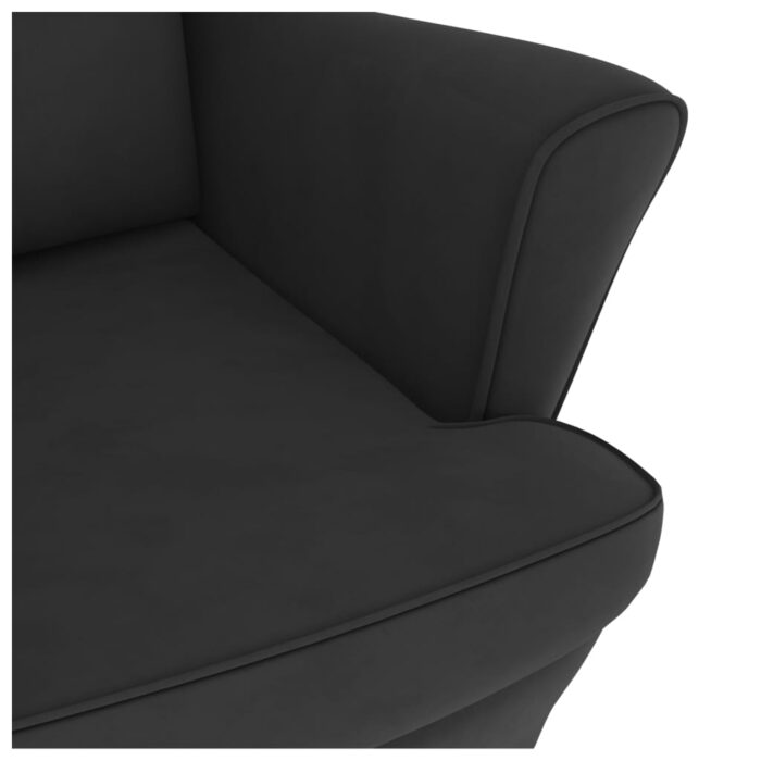Fauteuil à bascule et pieds en bois massif d'hévéa Noir Velours – Image 5
