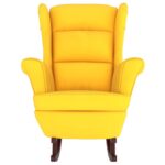Fauteuil à bascule pieds en bois massif d'hévéa Jaune Velours – Image 2