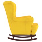 Fauteuil à bascule pieds en bois massif d'hévéa Jaune Velours – Image 3