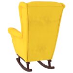 Fauteuil à bascule pieds en bois massif d'hévéa Jaune Velours – Image 4