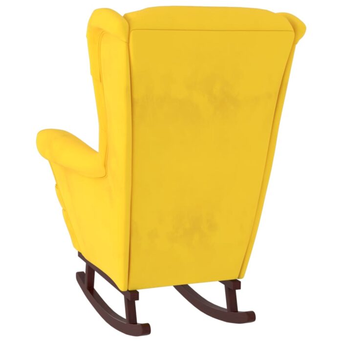 Fauteuil à bascule pieds en bois massif d'hévéa Jaune Velours – Image 4