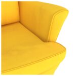 Fauteuil à bascule pieds en bois massif d'hévéa Jaune Velours – Image 5