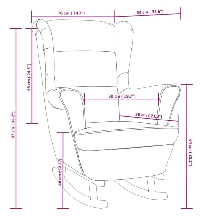 Fauteuil à bascule pieds en bois massif d'hévéa Jaune Velours – Image 6
