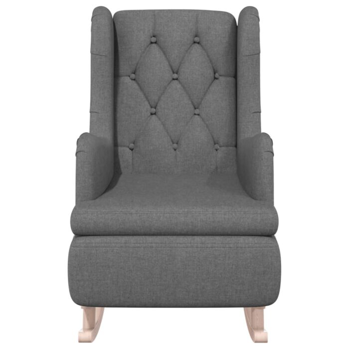 Fauteuil avec pieds à bascule en bois d'hévéa Gris clair Tissu – Image 2