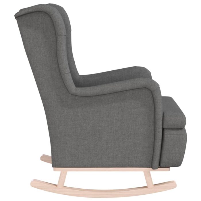 Fauteuil avec pieds à bascule en bois d'hévéa Gris clair Tissu – Image 3