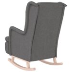 Fauteuil avec pieds à bascule en bois d'hévéa Gris clair Tissu – Image 4