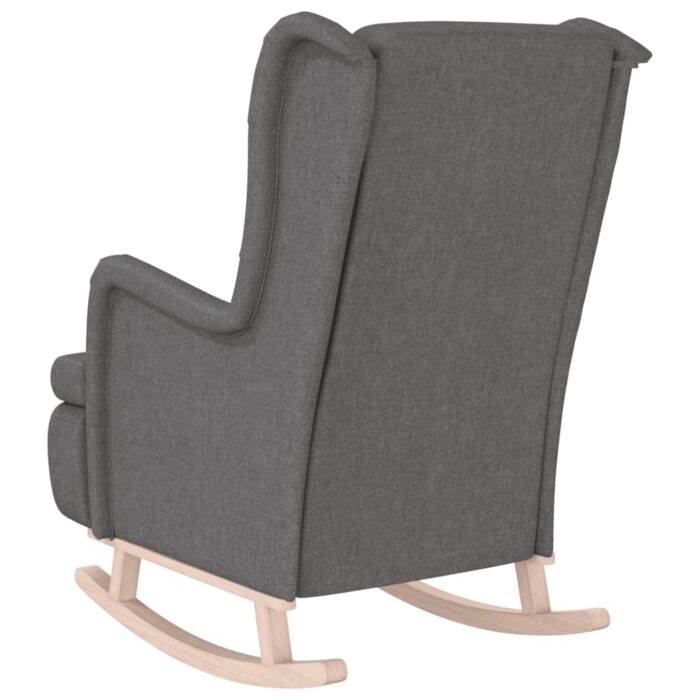 Fauteuil avec pieds à bascule en bois d'hévéa Gris clair Tissu – Image 4