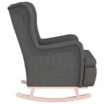 Fauteuil avec pieds à bascule en bois d'hévéa Gris foncé Tissu – Image 3