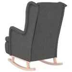 Fauteuil avec pieds à bascule en bois d'hévéa Gris foncé Tissu – Image 4