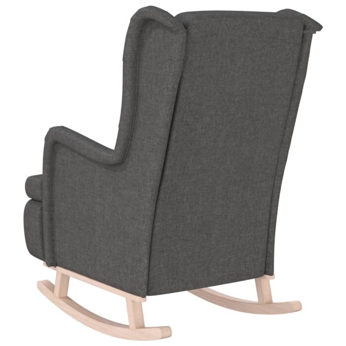 Fauteuil avec pieds à bascule en bois d'hévéa Gris foncé Tissu – Image 4