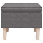 Tabouret avec pieds en bois Gris clair Tissu – Image 2