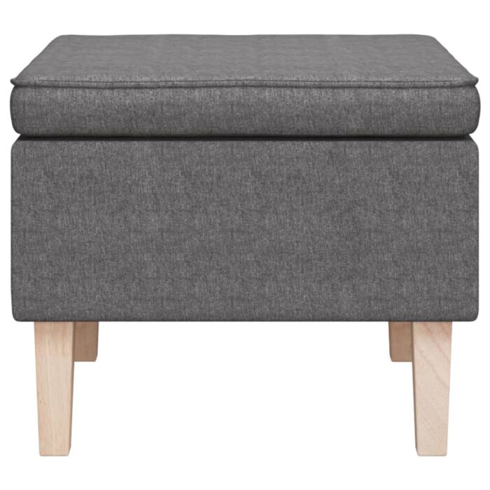 Tabouret avec pieds en bois Gris clair Tissu – Image 2