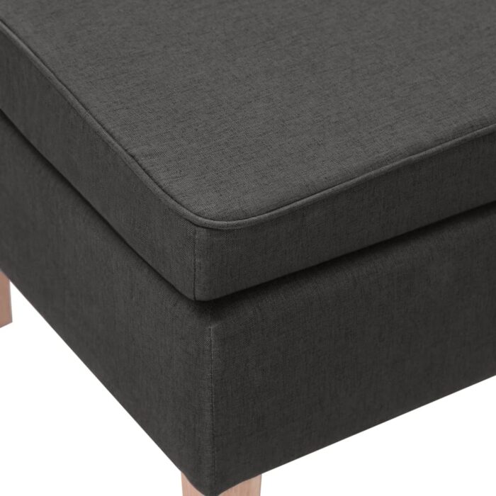 Tabouret avec pieds en bois Gris foncé Tissu – Image 3