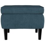 Tabouret avec pieds en bois Bleu Velours – Image 2