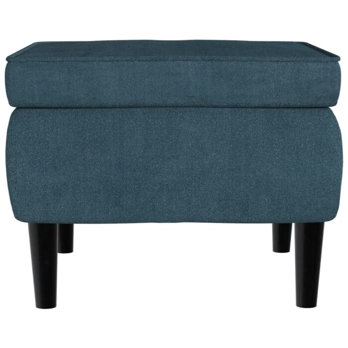 Tabouret avec pieds en bois Bleu Velours – Image 2