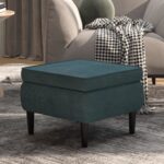 Tabouret avec pieds en bois Bleu Velours