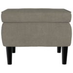 Tabouret avec pieds en bois Gris clair Velours – Image 2