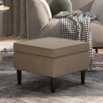 Tabouret avec pieds en bois Gris clair Velours