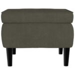 Tabouret avec pieds en bois Gris foncé Velours – Image 2