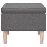 Tabouret avec pieds en bois Gris clair Tissu – Image 2