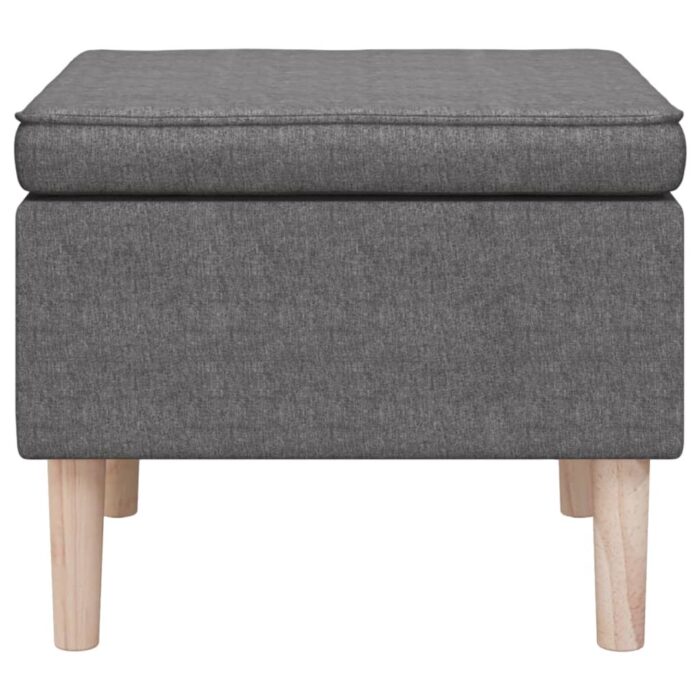 Tabouret avec pieds en bois Gris clair Tissu – Image 2