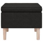 Tabouret avec pieds en bois Noir Tissu – Image 2
